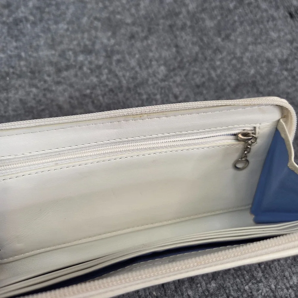 Coach Logo Light Blue & White Zip Around Wristlet Wallet Signature C y2K